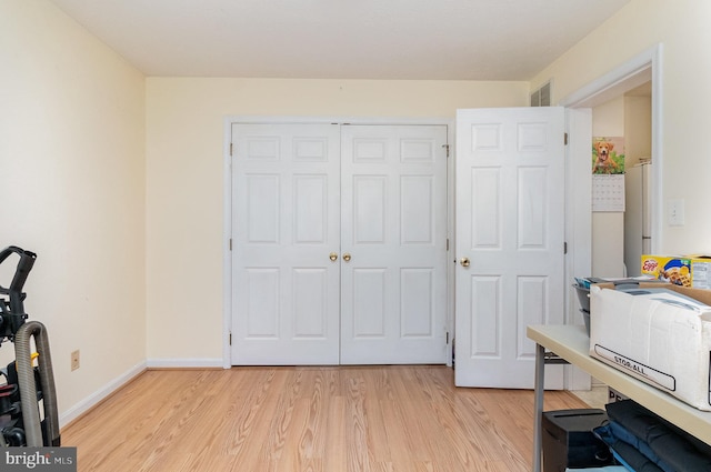 interior space with light hardwood / wood-style flooring