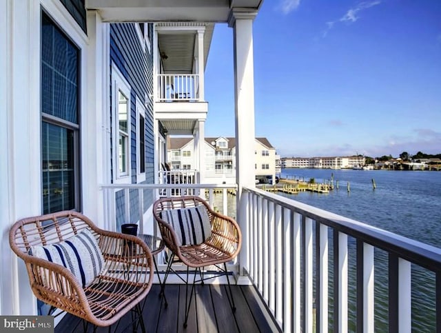 balcony with a water view