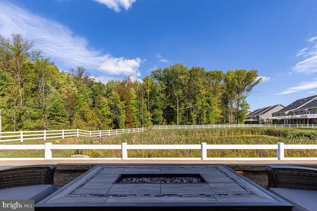 view of patio with an outdoor fire pit