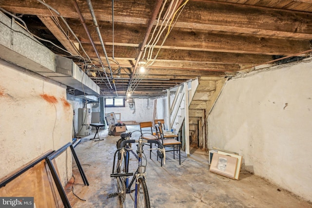 basement with water heater