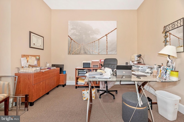 view of carpeted home office