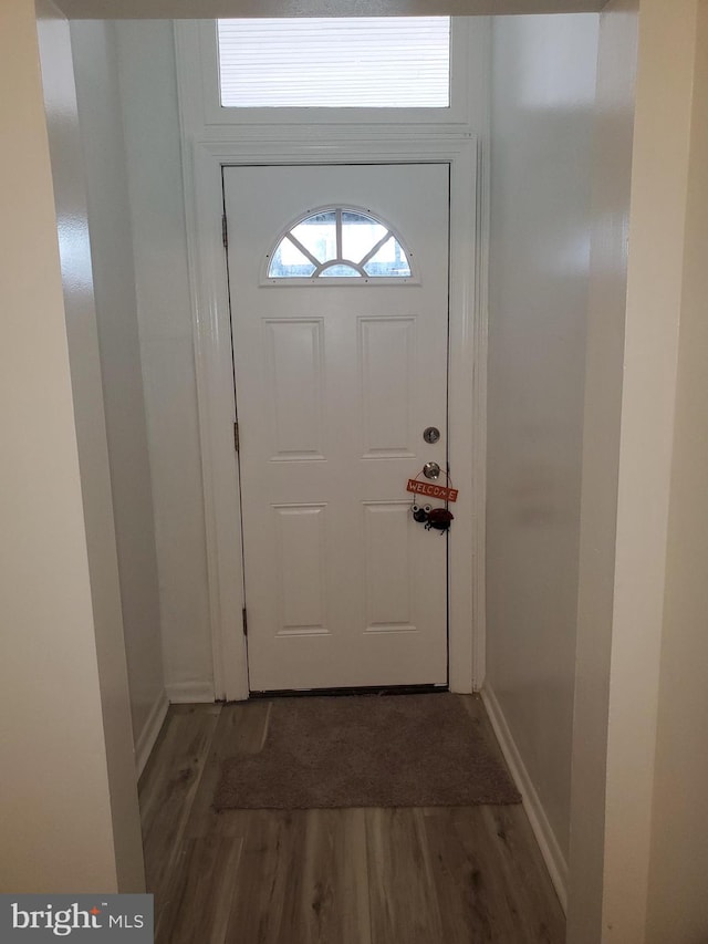 doorway featuring hardwood / wood-style floors