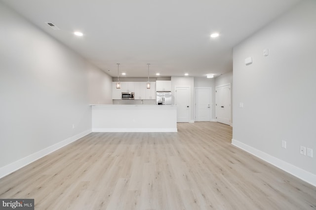 unfurnished living room featuring light hardwood / wood-style flooring