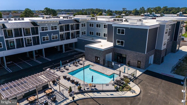 view of swimming pool featuring a patio