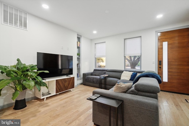 living room featuring light hardwood / wood-style floors