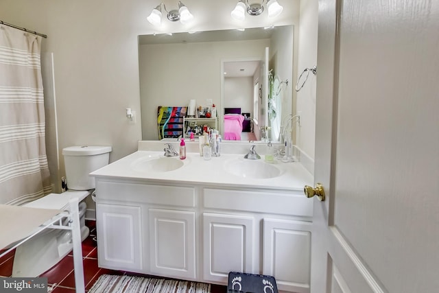 bathroom with vanity and walk in shower