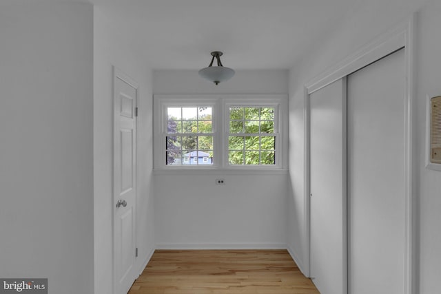 interior space with light hardwood / wood-style floors