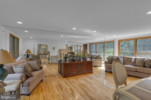 living room featuring light hardwood / wood-style floors