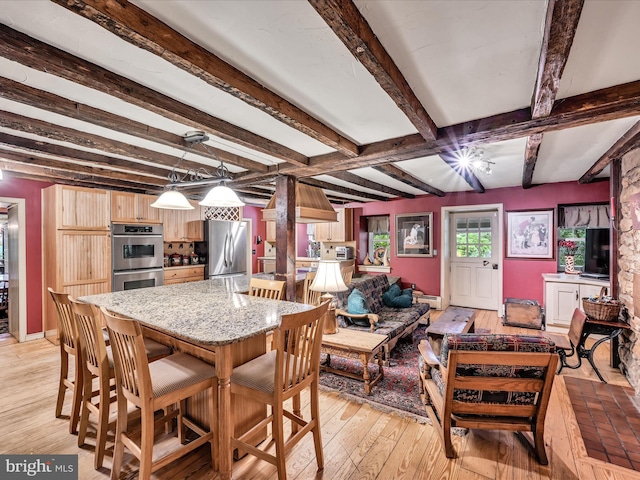 1414 Little Ln, Seven Valleys, PA 17360 - dining space featuring beam ceiling and light wood-style floors