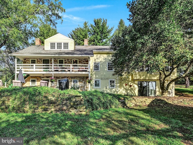 1414 Little Ln, Seven Valleys, PA 17360 - back of house featuring a chimney, a deck, and a yard