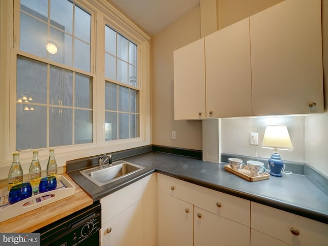 kitchen with dishwasher, sink, and white cabinetry