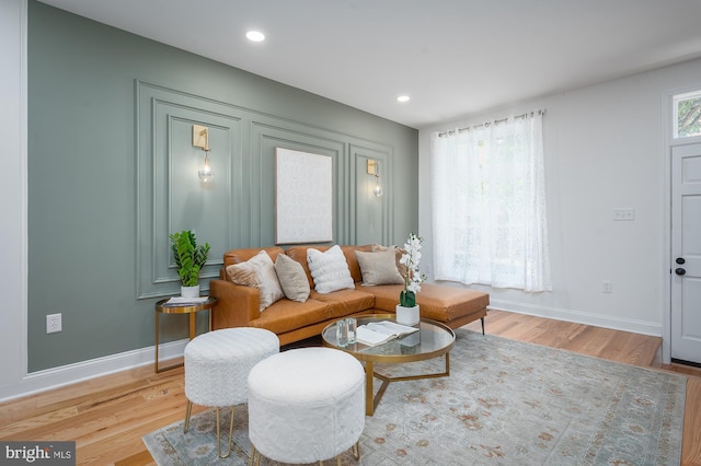 living room with wood-type flooring