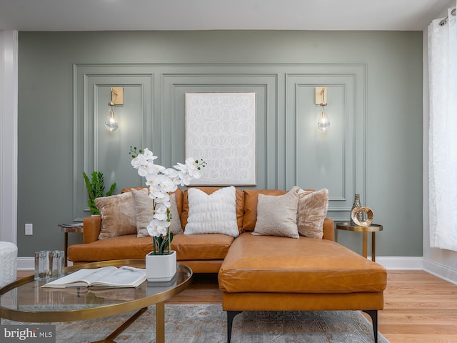 living room with hardwood / wood-style flooring