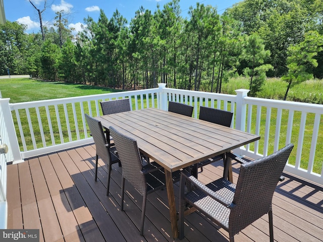 wooden deck with a lawn