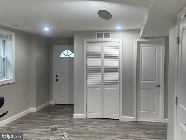 entrance foyer with hardwood / wood-style flooring