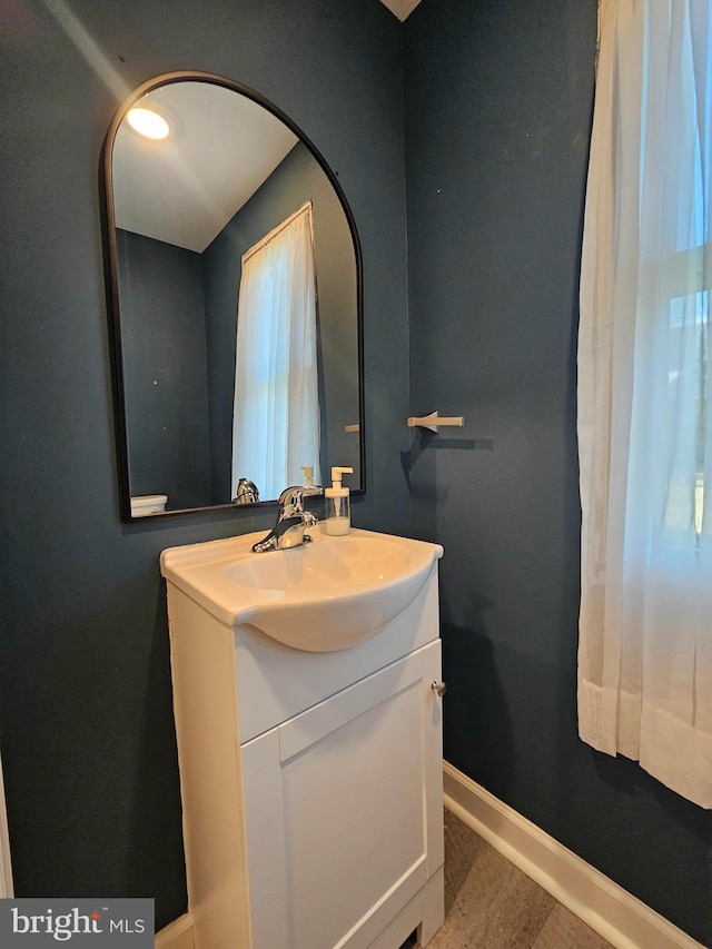20826 Bivalve Wharf Rd, Bivalve, MD 21814 - bathroom featuring vanity and baseboards