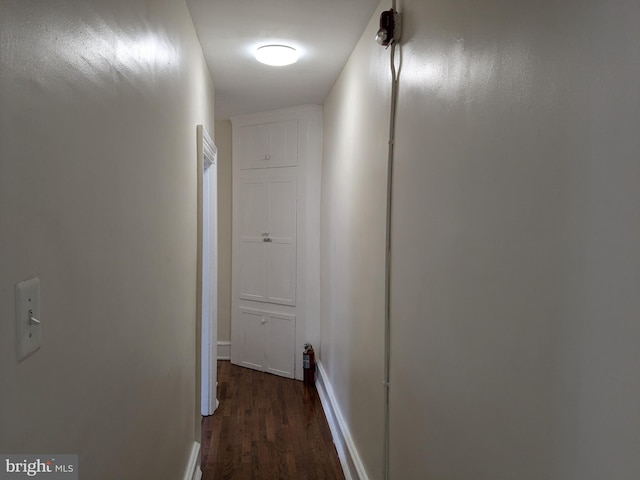 hall featuring dark wood-type flooring