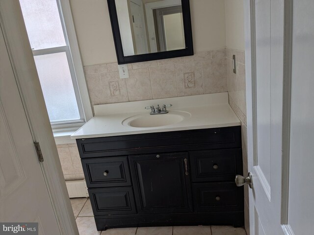 bathroom featuring vanity and tile patterned flooring