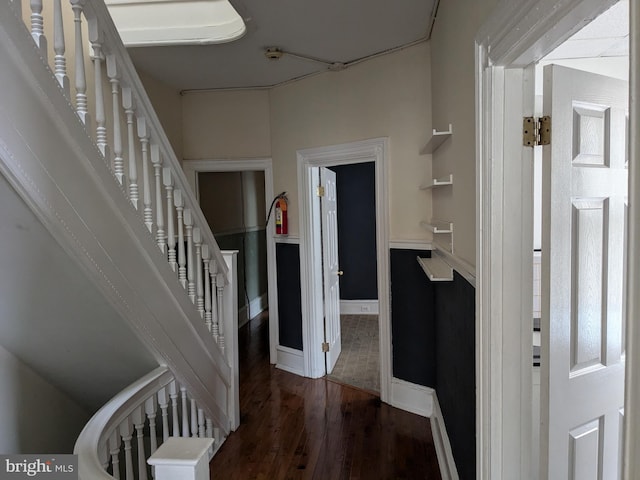 interior space with dark hardwood / wood-style floors