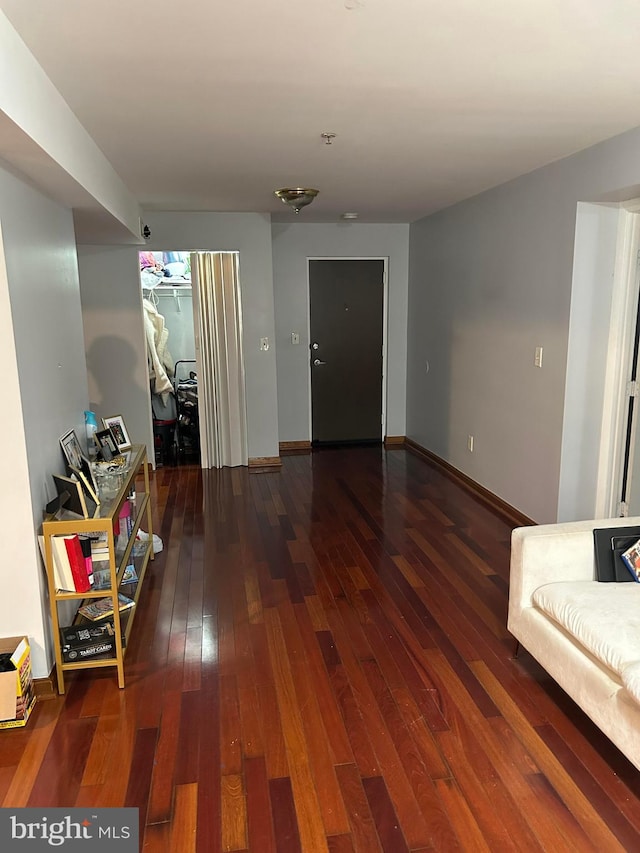 hall featuring dark hardwood / wood-style floors