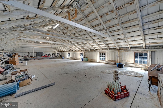 misc room with lofted ceiling