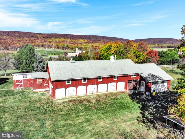 aerial view with a mountain view