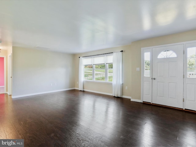 entryway with dark hardwood / wood-style floors and a wealth of natural light