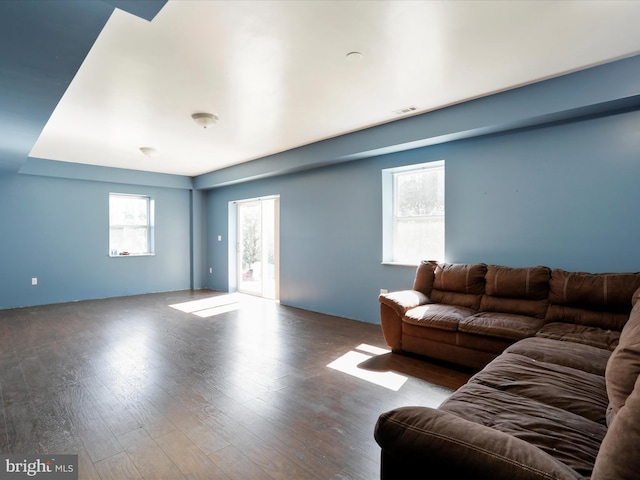 living room with hardwood / wood-style floors