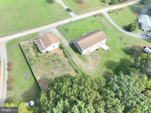 drone / aerial view with a rural view