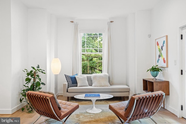 living area with light wood-type flooring