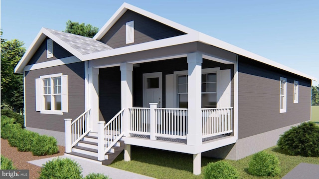 view of front of home featuring covered porch