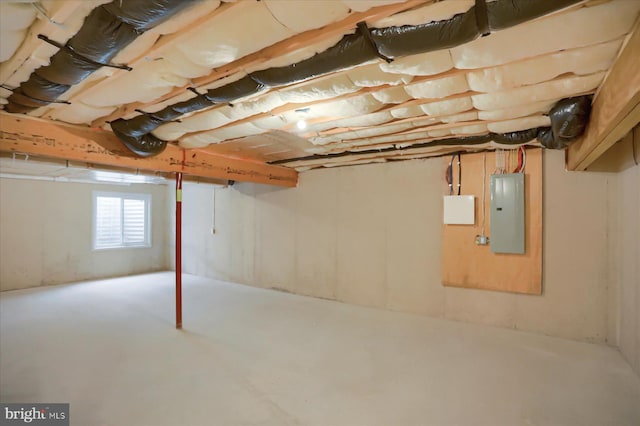 basement with electric panel