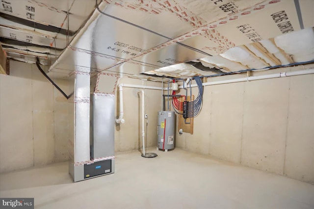 basement featuring water heater