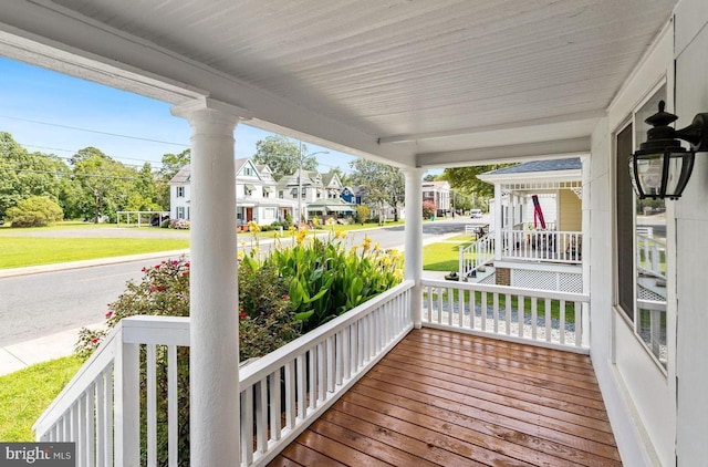 wooden deck with covered porch