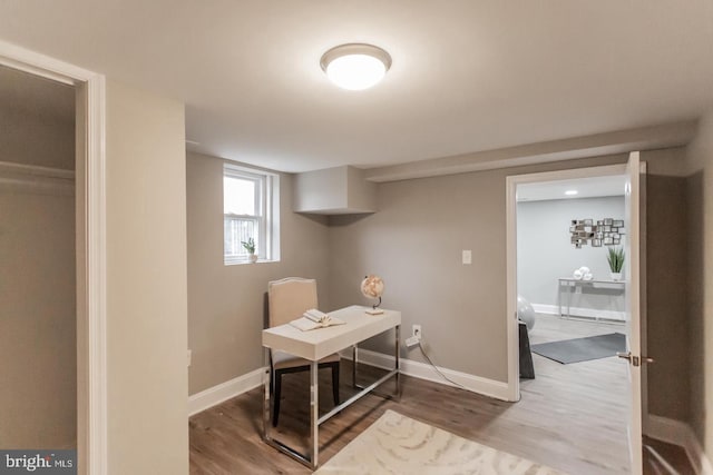 office space featuring hardwood / wood-style flooring