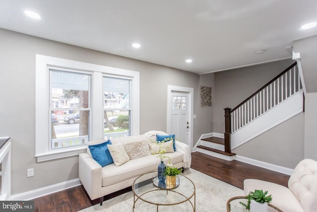 living room with hardwood / wood-style floors