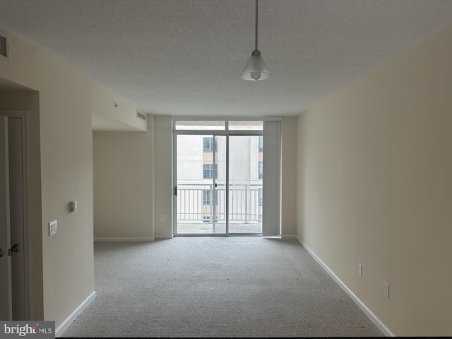 empty room featuring carpet and a textured ceiling