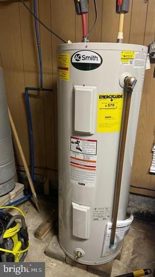 utility room with water heater