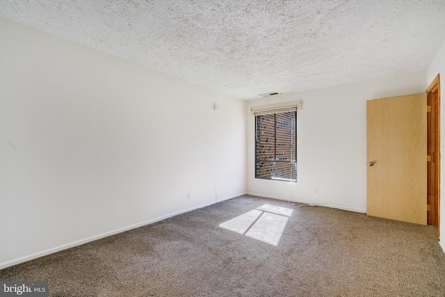 spare room with carpet flooring and a textured ceiling