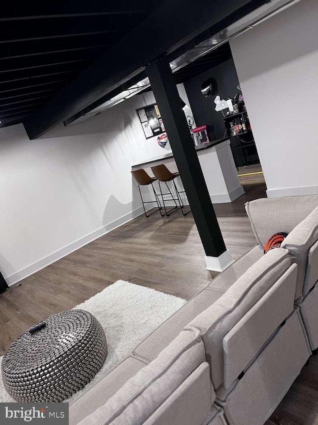 living room with wood-type flooring