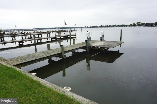 view of dock featuring a water view