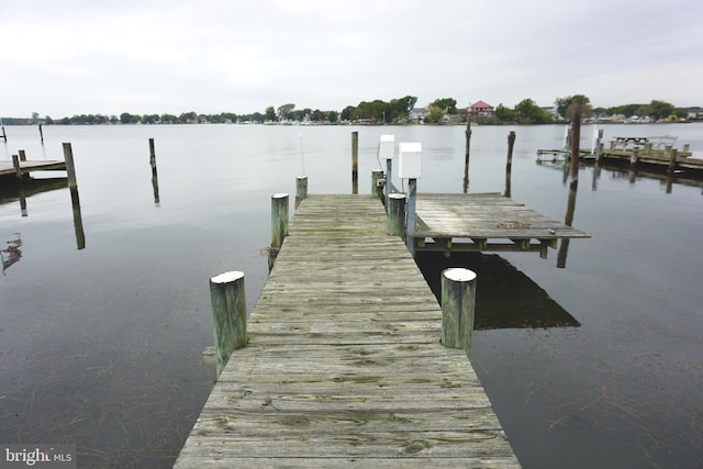 view of dock featuring a water view