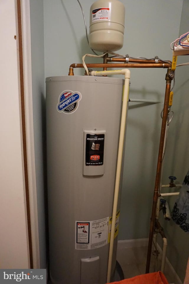 utility room featuring water heater