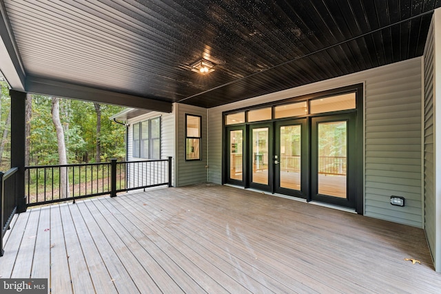 wooden deck with french doors