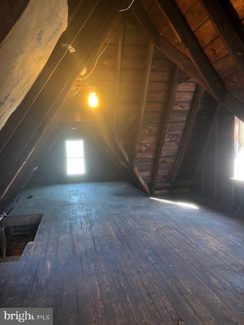 view of unfinished attic