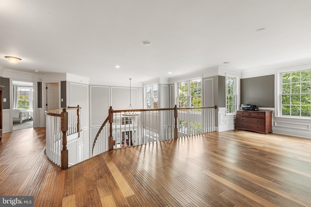 unfurnished room featuring light hardwood / wood-style floors and crown molding