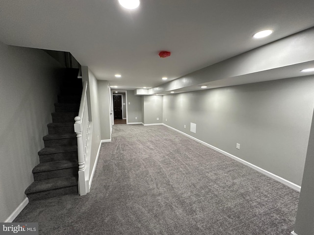 basement featuring carpet floors