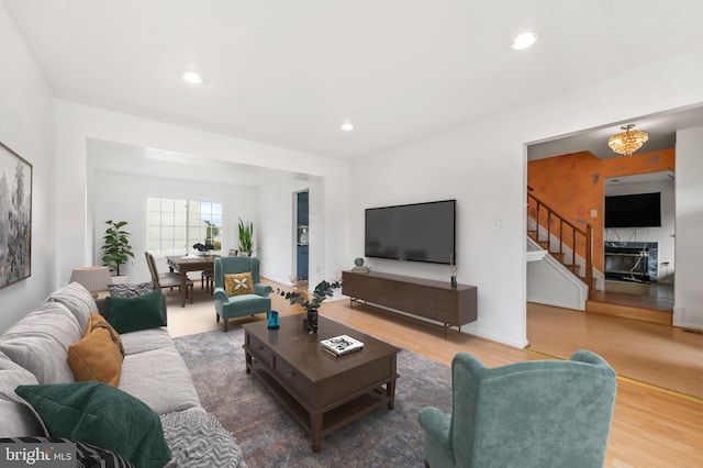 living room with wood-type flooring