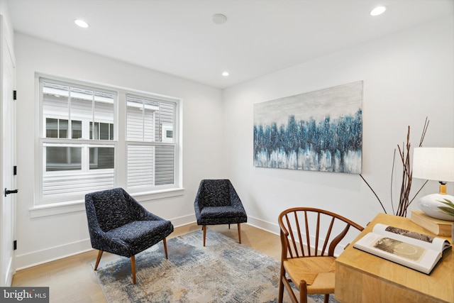 office space featuring light wood-type flooring