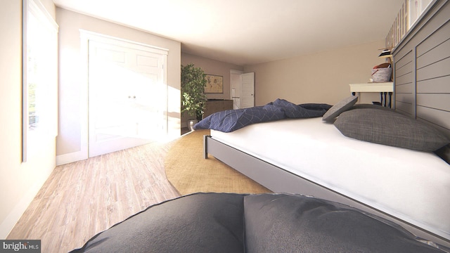 bedroom featuring light hardwood / wood-style floors